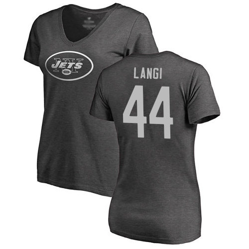 New York Jets Ash Women Harvey Langi One Color NFL Football #44 T Shirt->nfl t-shirts->Sports Accessory